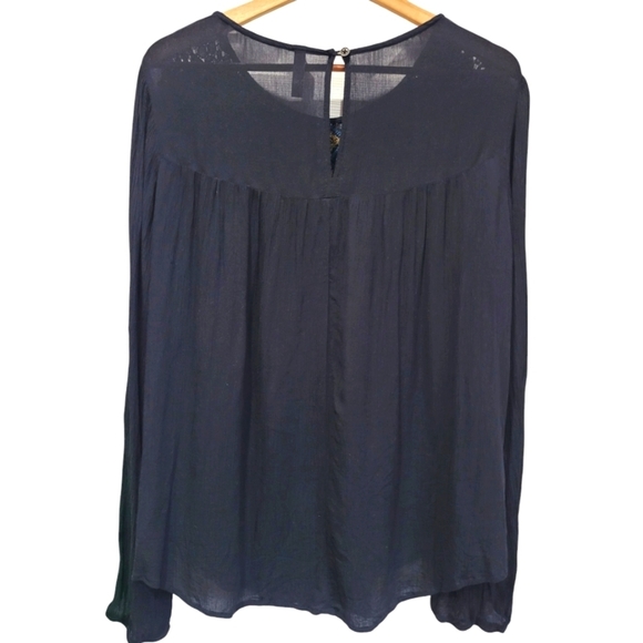 XXL XHILARATION Sheer Boho Embroidered Lightweight Women’s Rayon Blouse - Picture 3 of 5